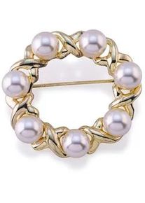 Brosche Firetti "Schmuck Geschenk Ansteckschmuck Perlenbrosche", gelb (gelbgoldfarben, champagner), Broschen, Damen, Metall, Brosche, mit Glasperle