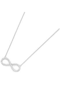 Collier "Infinity (Unendlichkeit) mit Zirkonia Steinen, Silber 925", silber, Giorgio Martello MILANO, Halsketten, Damen, 45cm, Silber 925 (Sterlingsilber), Collier