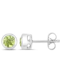 Paar Ohrstecker VIRA JEWELS "925-Sterling Silber rhodiniert gl&auml;nzend Peridot gr&uuml;n rund", wei&szlig; (wei&szlig;, gr&uuml;n), Ohrringe, Damen, one-size, 1,18, Silber 925 (Sterlingsilber)