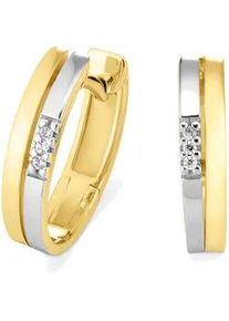 Paar Creolen OROLINO "Gold 585 mit 6 Brillanten zus. 0,03ct.", gelb (gelb, wei&szlig;), Ohrringe, Damen, one-size, 0,03 SI = kleine Einschl&uuml;sse, Gold
