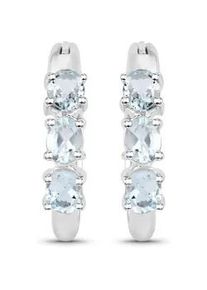 Paar Creolen VIRA JEWELS "Silber 925 rhodiniert mit 6 hellblauen Aquamarinen", wei&szlig; (wei&szlig;, hellblau), Ohrringe, Damen, one-size, 0,9, Silber 925 (Sterlingsilber)