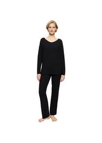Pyjama Triumph "Timeless Sensuality PK LSL", Damen, Gr. 46, schwarz, Single Jersey, 94% Modal, 6% Elasthan, unifarben, normal normal, V-Ausschnitt, Homewear-Sets Pyjama, atumgsaktiv und weich
