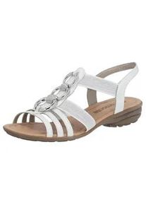 Riemchensandale Remonte, Damen, Gr. 45, silber (wei&szlig;, silberfarben), Lederimitat, Schuhe Riemchensandale, Keilabsatz, Sommerschuh, Sandalette mit Gummiz&uuml;gen
