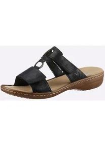 Pantolette Rieker, Damen, Gr. 39, schwarz, Lederimitat, Schuhe Pantolette