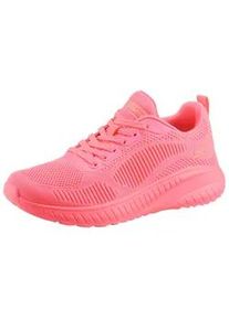 Sneaker Skechers "BOBS SQUAD CHAOS-COOL RYTHMS", Damen, Gr. 37, pink (neon pink), Textil, unifarben, Schuhe Sneaker, Knitwear-Sneaker, Schn&uuml;rschuh in veganer Verarbeitung