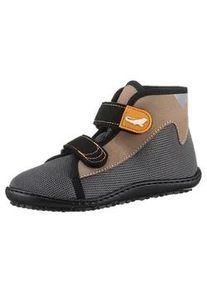 Barfu&szlig;schuh Leguano "LEGUANITO SCIPPO", Kinder, Gr. 28, grau (grau, beige), Textil, Schuhe Barfu&szlig;schuh, Klettschuh, Bequemschuh, Flat mit verstellbaren Klettverschl&uuml;ssen