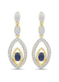 Paar Ohrh&auml;nger VIRA JEWELS "Silber 925 zweifarbig 40mm lang mit 2x Saphir und 80x Wei&szlig;-Topas", gelb (gelb, blau), Ohrringe, Damen, one-size, 1,49, Silber 925 (Sterlingsilber)