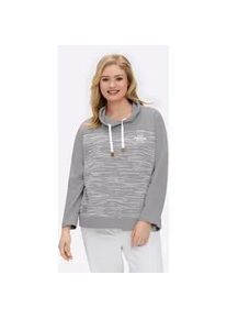 Langarmshirt Casual Looks "Shirt", Damen, Gr. 52, grau (steingrau, bedruckt), 50% Baumwolle, 50% Polyester, gemustert, mehrfarbig, Shirts Langarmshirt