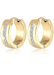 Paar Creolen Elli "Elli Ohrringe Creolen Zirkonia Basic Glamour Elegant 925 Silber", gold, Ohrringe, Damen, onesize,mit Steinen, Silber 925 (Sterlingsilber)