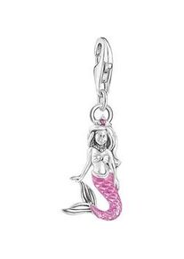 Charm-Einh&auml;nger Thomas Sabo "kleine Meerjungfrau", rosa (silberfarben, rosa, rot, rot), Charms, Damen, Silber 925 (recycelt), mit Korund (synth.)