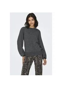 Jacqueline de Yong Strickpullover JDY "JDYRUE GLITTER L/S BOAT PULLOVE KNT NOOS", Damen, Gr. S, grau (dunkelgrau melange detail:with lurex), Strick, Obermaterial: 42% Polyester, 37% Polyamid, 19% metallisierte Fasern, 2% Elasthan, Glitzermuster, meliert, h&uuml;ftlang, U-Boot-Ausschnitt, Pullover Strickpullover, Materialmix