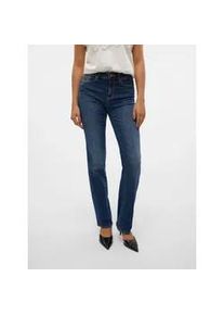 V&eacute;ro Moda Straight-Jeans VERO MODA "VMFLASH MR STRAIGHT JEANS LI3300 GA NOOS", Damen, Gr. XL (42), L&auml;nge 30, dunkelblau denim, Denim/Jeans, Obermaterial: 89% Baumwolle, 9% Elastomultiester, 2% Elasthan, unifarben, gerade lang, Jeans Straight-Jeans, Baumwollmischung mit Stretch, regular waist, straight fit