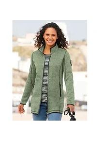 Fleecejacke Casual Looks, Damen, Gr. 36, gr&uuml;n (eucalyptus, schwarz, gemustert), 100% Polyester, Paspelierung:100% Polyester, gemustert, mehrfarbig, meliert, Jacken Fleecejacke