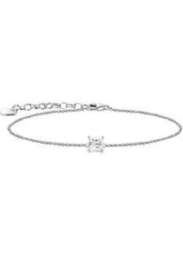 Armband Thomas Sabo "Schmuck Silber 925 Armkettchen mit Solit&auml;r" Gr. 19, silber (silberfarben, kristallwei&szlig;, kristallwei&szlig;), Armb&auml;nder, Damen, 19, Silber 925 (recycelt), Armband, mit Zirkonia (synth.)