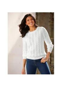 Rundhalspullover Classic Basics "Rundhals-Pullover", Damen, Gr. 44, beige (ecru), 100% Polyacryl, unifarben, Pullover Rundhalspullover