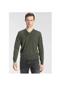 V-Ausschnitt-Pullover OLYMP "OLYMP Strick Casual", Herren, Gr. 4XL, gr&uuml;n (olive), Obermaterial: 100% Schurwolle, tailliert, V-Ausschnitt, Pullover, klassischer Strickpullover