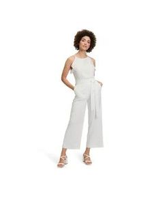 Overall Vera Mont "Damen mit Volant", Damen, Gr. 40, Normalgr&ouml;&szlig;en, wei&szlig; (rohwei&szlig;), Obermaterial: 95% Polyester, 5% Elasthan, festlich, figurumspielend, amerikanischer Ausschnitt, Overalls Overall, Bindeband