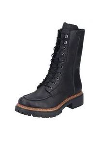 Winterstiefelette Rieker, Damen, Gr. 42, schwarz, Lederimitat, unifarben, Schuhe Winterstiefelette, Blockabsatz, Schn&uuml;rstiefelette, Schn&uuml;rboots mit Warmfiutter
