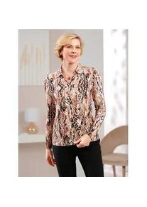 Classic Dog Poloshirt CLASSIC "Poloshirt", Damen, Gr. 42, braun (camel, terra, bedruckt), 95% Viskose, 5% Elasthan, gemustert, mehrfarbig, Shirts