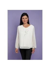 Langarmbluse Seidel Moden, Damen, Gr. 54, wei&szlig; (sanftes wei&szlig;), Web, Obermaterial: 100% Polyester. Obermaterial 2: 95% Viskose, 5% Elasthan, unifarben, regular fit taillenbedeckt, Rundhals, elastischer Bund, Blusen, im modischen Lagenlook, MADE IN GERMANY