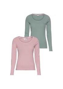 Langarmshirt Kangaroos, Damen, Gr. 36/38, rosa (rosa, gr&uuml;n), Jersey, Obermaterial: 100% Baumwolle, bedruckt, kontrastfarbene Details, unifarben, Basic h&uuml;ftbedeckend, Rundhals, Shirts Langarmshirt, Langarm, unifarben oder meliert, Rundhalsausschnitt