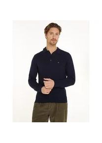 Polokragenpullover Tommy Hilfiger "PIMA ORG CTN CASHMERE LS POLO", Herren, Gr. 3XL, blau (desert sky), Strick, Obermaterial: 92% Baumwolle, 8% Kaschmir, unifarben, regular fit, Pullover, Flag-Stickerei auf Brust