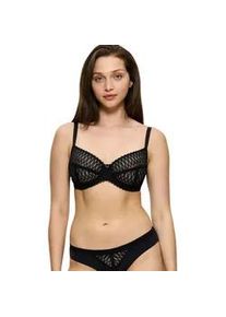 B&uuml;gel-BH Triumph "Aura Spotlight W", Damen, Gr. 75, Cup E, schwarz, Microtouch, Obermaterial: 81% Polyamid, 14% Elasthan, 5% Polyester, BHs B&uuml;gel-BH, moderne Grafikspitze, ohne Einlagen, verstellbare Tr&auml;ger