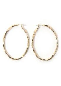 Paar Creolen Firetti "gedreht", gold (metallfarben, gelbgoldfarben), Ohrringe, Damen, 43mm, Metall