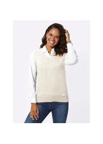 Pullunder Casual Looks "Pullunder", Damen, Gr. 42, wei&szlig; (wollwei&szlig;), 50% Baumwolle, 50% Polyacryl, unifarben, Pullover Pullunder