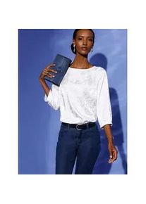 CR&Eacute;ATION L Schlupfbluse CREATION L, Damen, Gr. 50, beige (ecru), 95% Polyester, 5% Elasthan, unifarben, U-Boot-Ausschnitt, Blusen Schlupfbluse, Topseller