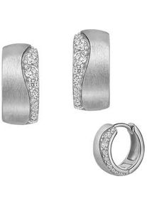 Paar Creolen Firetti "Schmuck Geschenk Silber 925 Ohrschmuck Ohrringe", silber (silberfarben, kristallwei&szlig;, kristallwei&szlig;), Ohrringe, Damen, 14mm, Silber 925 (Sterlingsilber), Made in Germany - mit Zirkonia (synth.)