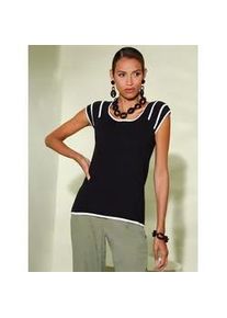 CR&Eacute;ATION L Strickpullover CREATION L "Pullover", Damen, Gr. 46, schwarz-wei&szlig; (schwarz, ecru), 50% Viskose, 28% Polyester, 22% Polyamid, gemustert, Pullover Strickpullover