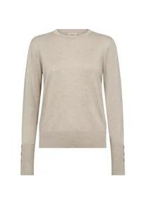 Strickpullover Freequent "FQKATIE-PULLOVER", Damen, Gr. L, grau (moonbeam melange), Strick, Obermaterial: 82% Viskose, 16% Polyamid, 2% Elasthan, unifarben, bequem h&uuml;ftbedeckend, Rundhals, B&uuml;ndchen, Pullover Strickpullover, mit Zierkn&ouml;pfen