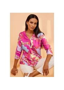 Schlupfbluse Heine, Damen, Gr. 40, orange (orange, fuchsia, bedruckt), 100% Viskose, gebl&uuml;mt, gemustert, V-Ausschnitt, Blusen Schlupfbluse