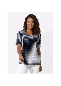 Kurzarmshirt Casual Looks "Shirt", Damen, Gr. 40, blau (marine, wei&szlig;, geringelt), 100% Baumwolle, gemustert, gestreift, Rundhals, Shirts
