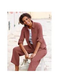 Langarmbluse Casual Looks, Damen, Gr. 54, rot (rotbraun), 100% Baumwolle, unifarben, Blusen