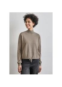 Stehkragenpullover Street One, Damen, Gr. 38, beige (mocha beige meliert), Stoff, 30% Polyester, 29% Polyacryl, 21% Viskose, 20% Nylon, unifarben, normal kurz, hoch geschlossener Ausschnitt, B&uuml;ndchen, Pullover Stehkragenpullover, im angenehmen Materialmix