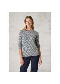 Langarmshirt Cecil, Damen, Gr. XL (44), grau (platinum grau meliert), Stoff, 65% Polyamid, 23% Polyester, 12% Viskose, Jacquardmuster, normal normal, U-Boot-Ausschnitt, abgesteppt, Shirts Langarmshirt, Jacquard