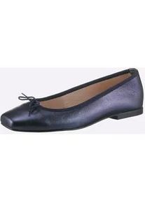 Ballerina Heine, Damen, Gr. 41, blau (marine, metallic), Glattleder, Leder, Schuhe Ballerina