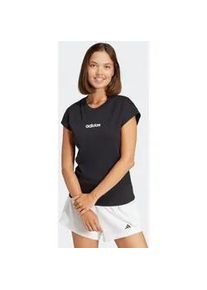 T-Shirt Adidas SPORTSWEAR "ESSENTIALS LINEAR COTTON", Damen, Gr. XXL, schwarz-wei&szlig; (schwarz, wei&szlig;), Obermaterial: 100% Baumwolle, normal, Rundhals, Shirts T-Shirt, sportlicher Stil, Kurzarm, ohne Verschluss, aus Baumwolle