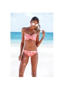 B&uuml;gel-Bandeau-Bikini-Top Sunseeker "Ditsy", Damen, Gr. 34, Cup A, orange (orange, bedruckt), Polyamid, bedruckt, gebl&uuml;mt, Bikini-Oberteile, mit H&auml;kelkante