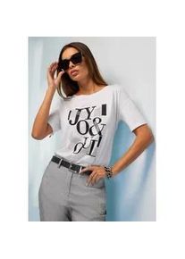 T-Shirt Heine "Shirt", Damen, Gr. 34, beige (ecru), 50% Baumwolle, 50% Modal, bedruckt, gemustert, mehrfarbig, Rundhals, Shirts T-Shirt