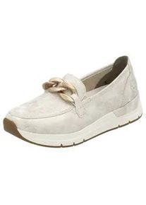 Loafer Rieker, Damen, Gr. 37, beige (creme), Lederimitat, metallic, Schuhe Loafer, Slipper, Slip-on Sneaker, Halbschuh mit modischer Zierkette