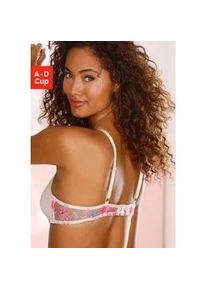 Bralette-BH Lascana "Maria", Damen, Gr. 80, Cup A, pink (puder, pink), Microtouch, Obermaterial: 73% Polyamid, 18% Polyester, 9% Elasthan, BHs, mit wundersch&ouml;nem Blumenmuster aus Stickereispitze, Dessous