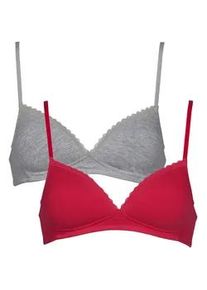 Soft-BH MY BASIC "padded cotton bra", Damen, Gr. 65, Cup AA, pink (grau, pink), Obermaterial: 95% Baumwolle, 5% Elasthan, unifarben, BHs Soft-BH, mit Spitze, wattiert, ohne B&uuml;gel, basic, Baumwollmix