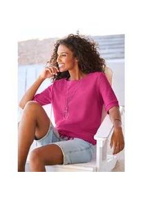 Rundhalsshirt Heine "Shirt", Damen, Gr. 48, pink, 50% Baumwolle, 50% Polyester, unifarben, Rundhals, Shirts Rundhalsshirt