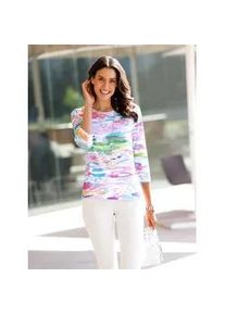 Print-Shirt Inspirationen "Print-Shirt", Damen, Gr. 42, wei&szlig; (wei&szlig;, bedruckt), 92% Polyester, 8% Elasthan, bedruckt, gemustert, mehrfarbig, Rundhals, Shirts