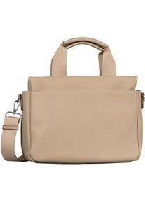 Shopper Tom Tailor "Rella", Damen, Gr. B/H/T: 30cm x 21cm x 13cm, beige (natur), Polyurethan, clean, gepflegt, unifarben, Taschen Shopper, aus fein genarbtem Material mit farblich passendem Gewebeband