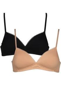 B&uuml;gelloser BH MY BASIC, Damen, Gr. 70, Cup B, rosa (powder, schwarz), Obermaterial: 95% Baumwolle, 5% Elasthan, unifarben, Basic, Basic, BHs, flache Verarbeitung, wattiert, ohne B&uuml;gel, basic, Baumwollmix