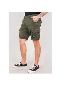 Cargoshorts Alpha Industries "Crew Short Patch", Herren, Gr. 28, N-Gr, gr&uuml;n (schwarz olive), Web, Obermaterial: 98% Baumwolle, 2% Elasthan, unifarben, slim fit kniefrei, Hosen